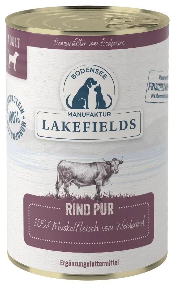 lakefields-rind-pur-100-nassfutter-f-r-hunde-400-g-dose image 1