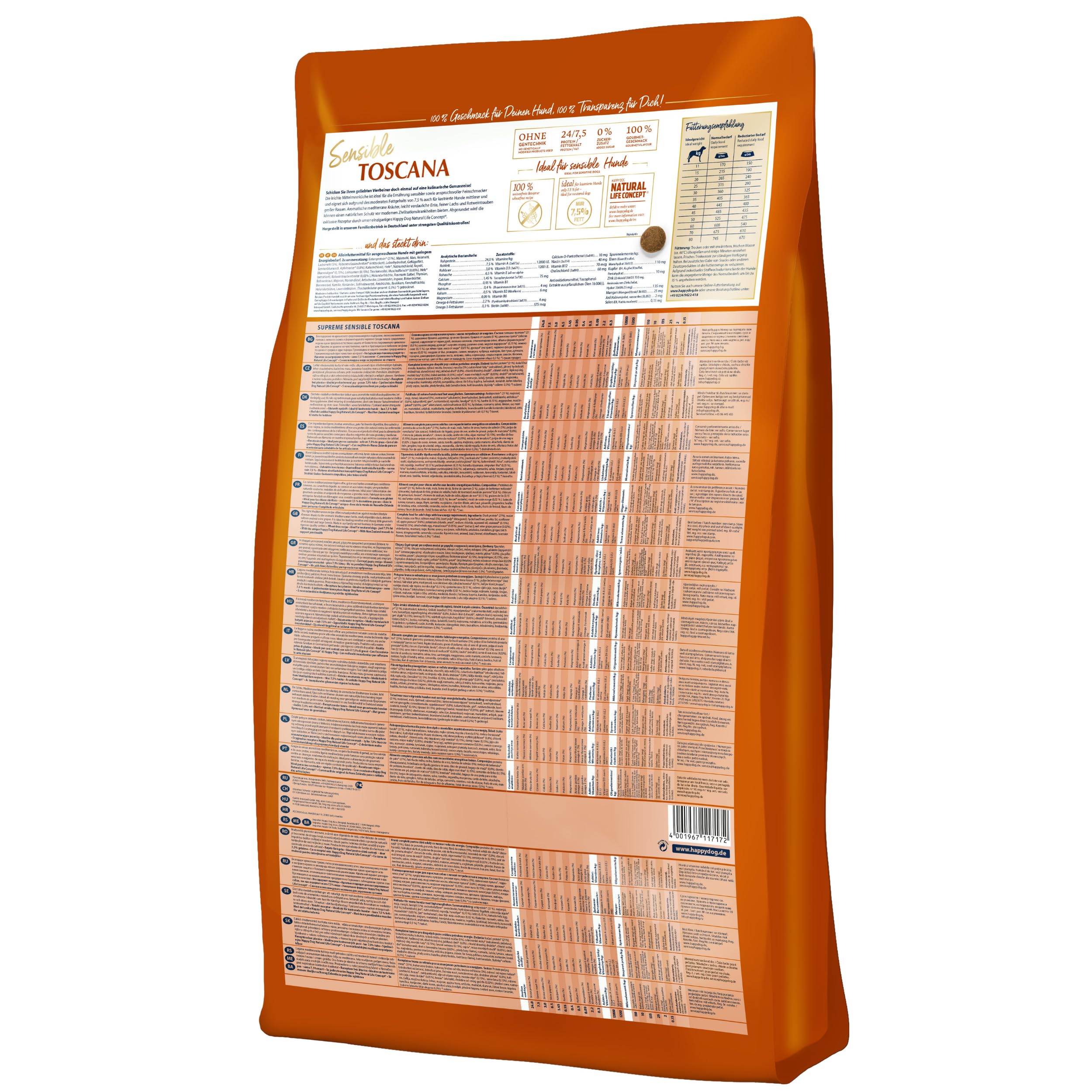 happy-dog-sensible-toscana-trockenfutter-hund-ente-und-lachs-weizenfrei-1-kg image 4