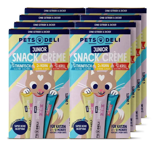 pets-deli-snack-cr-me-junior-katze-multipack-huhn-thunfisch-krill-8x90g image 1