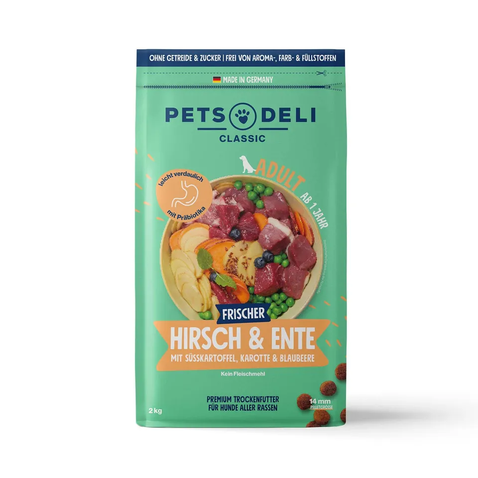 pets-deli-classic-trockenfutter-f-r-hunde-hirsch-und-ente-getreidefrei-2-kg image 1