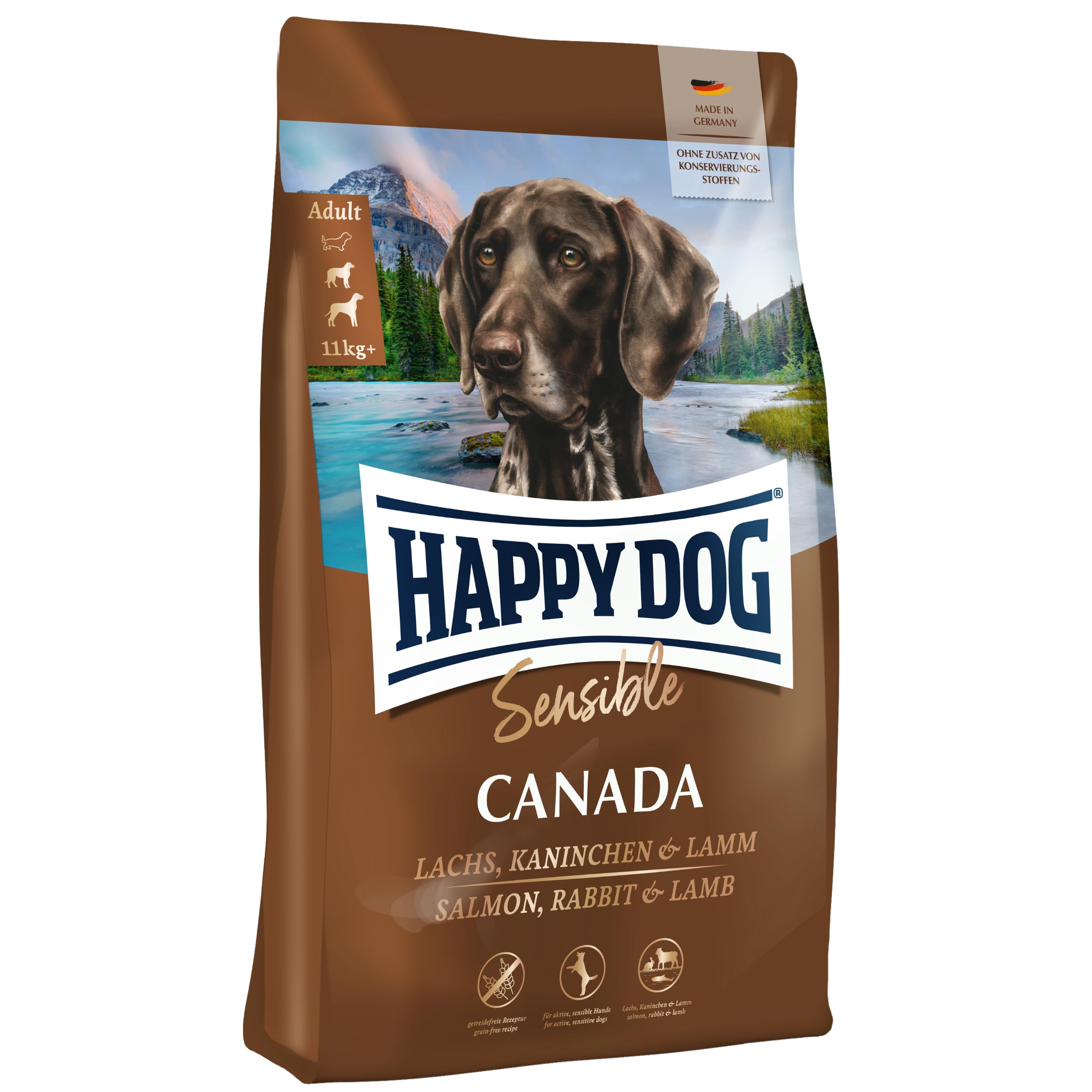 happy-dog-sensible-canada-lachs-kaninchen-lamm-trockenfutter-1-kg image 1