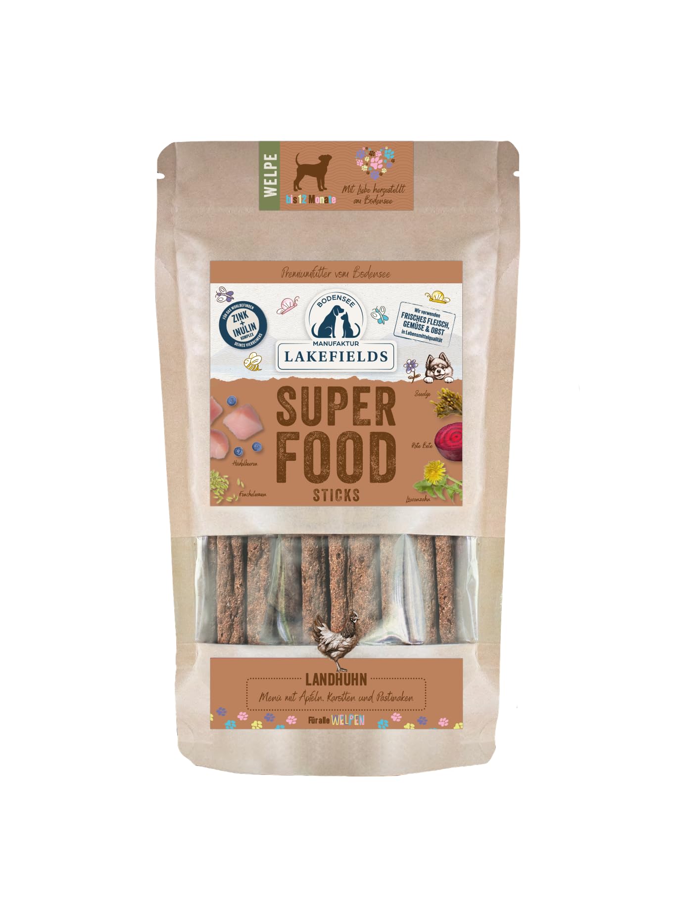 lakefields-superfood-sticks-f-r-welpen-huhn-61-130g-getreidefrei image 1
