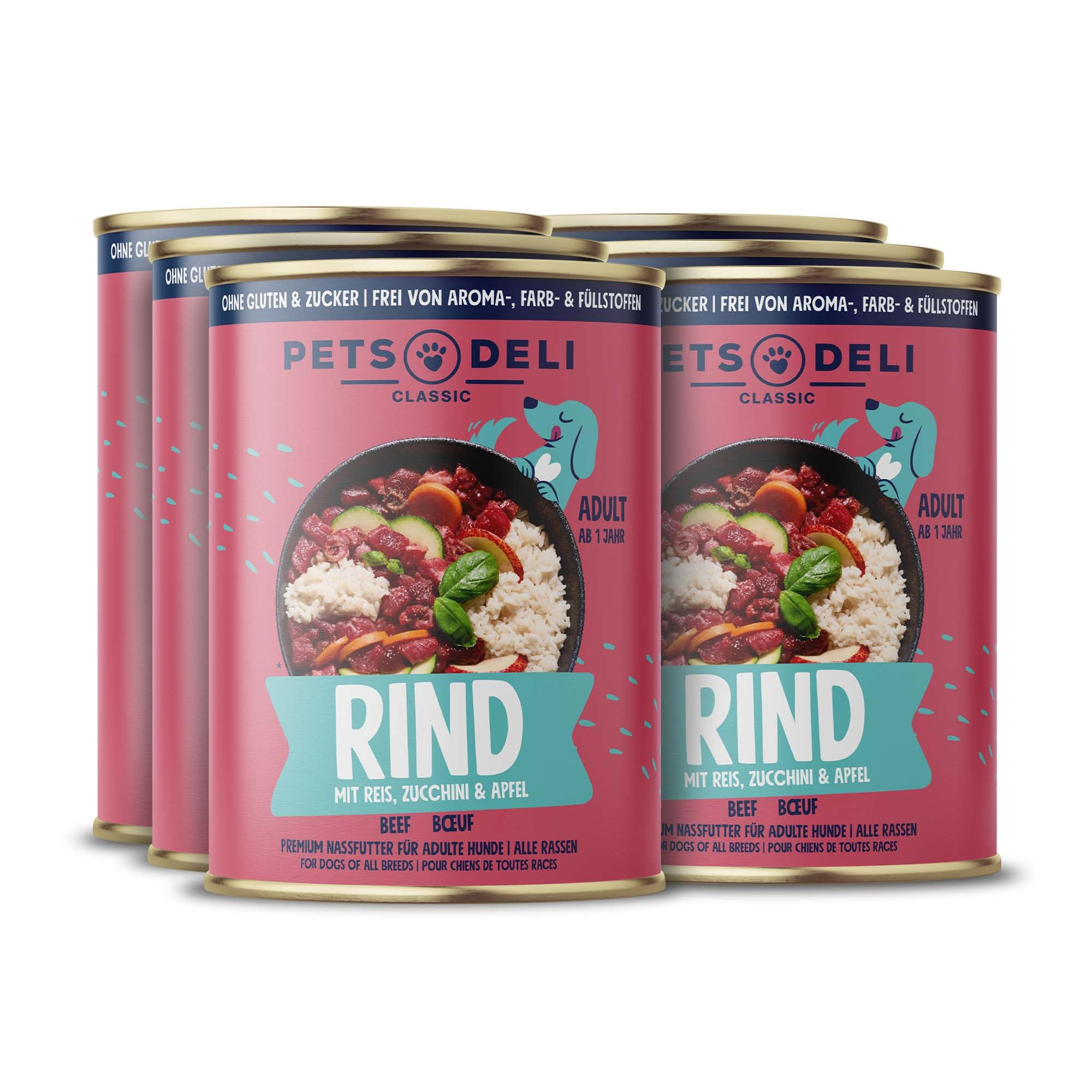 pets-deli-classic-nassfutter-f-r-hunde-mit-rind-reis-6x400g image 1