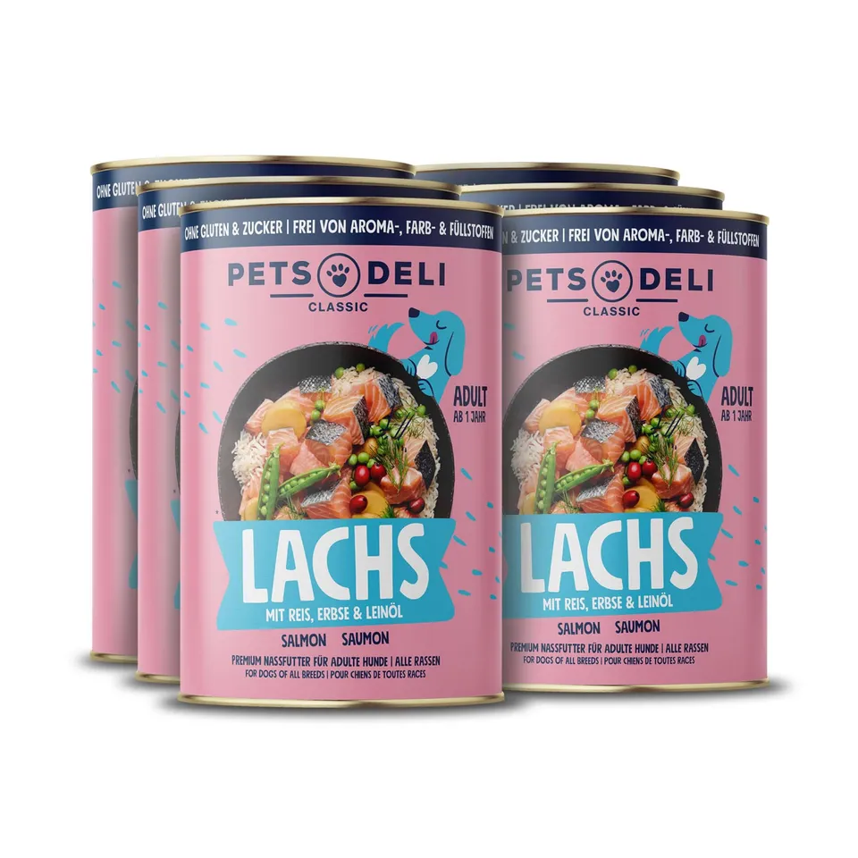pets-deli-classic-nassfutter-f-r-hunde-mit-lachs-6x375g image 1