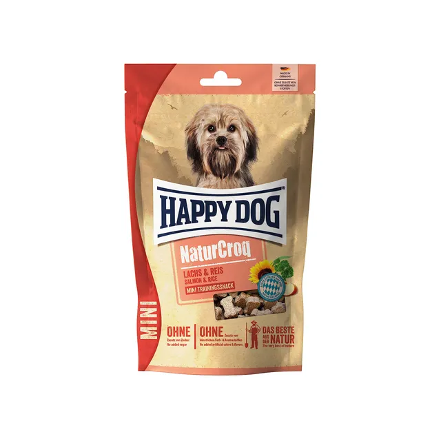 happy-dog-naturcroq-mini-snack-lachs-reis-100-g-trainingssnack-f-r-kleine-hunde image 1