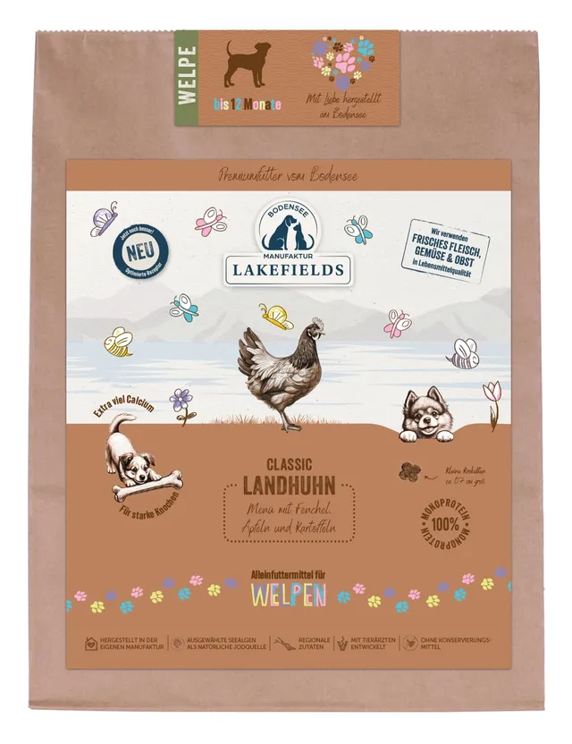 lakefields-classic-welpen-trockenfutter-huhn-60-getreidefrei-4-x-1-kg image 1