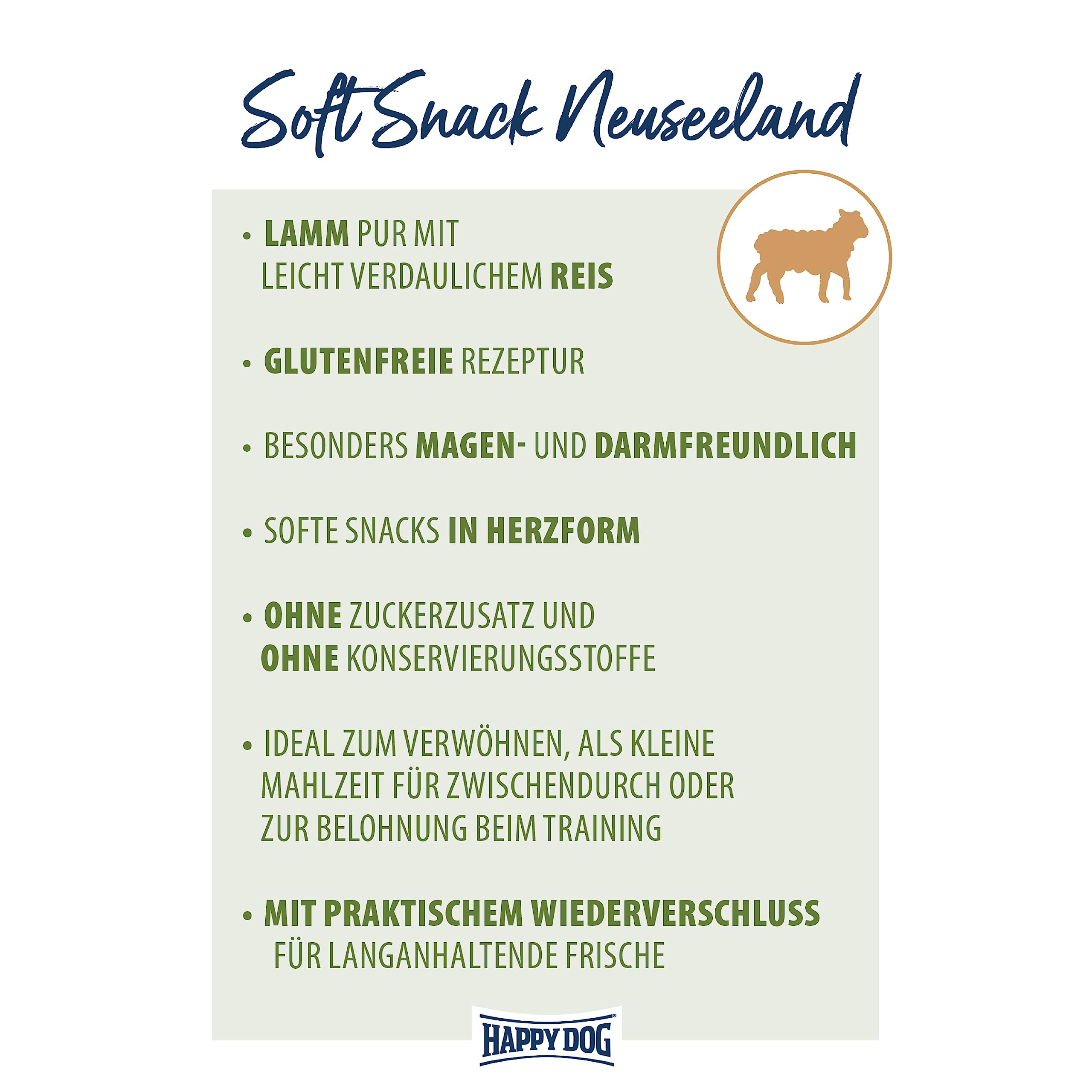 happy-dog-softsnack-neuseeland-hundesoftsnack-lamm-reis-100-g image 2