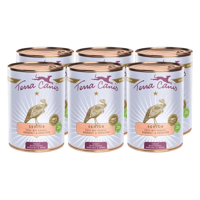 terra-canis-pute-mit-papaya-borretsch-senior-nassfutter-6x400g image 1