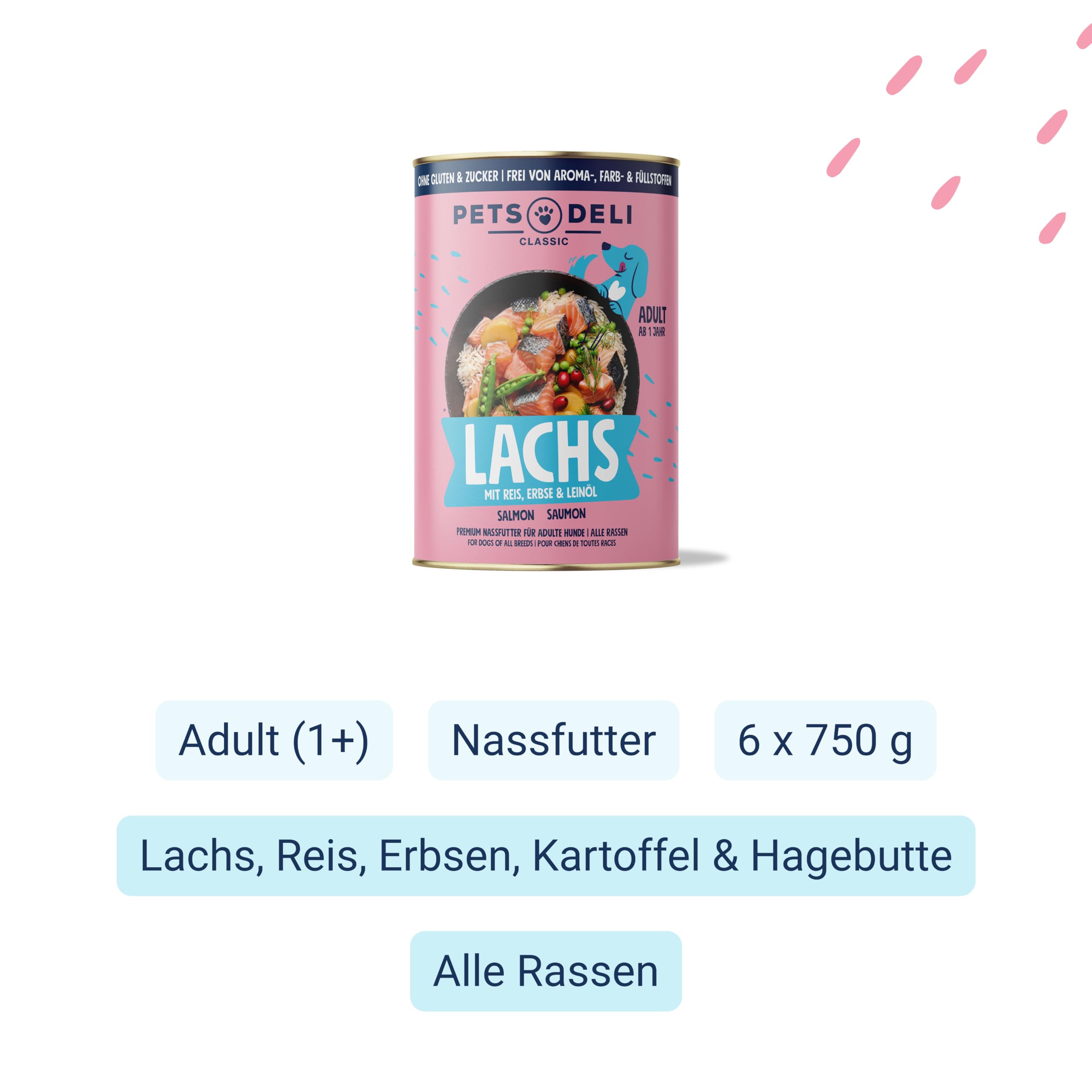 pets-deli-classic-nassfutter-f-r-hunde-mit-lachs-6x375g image 2