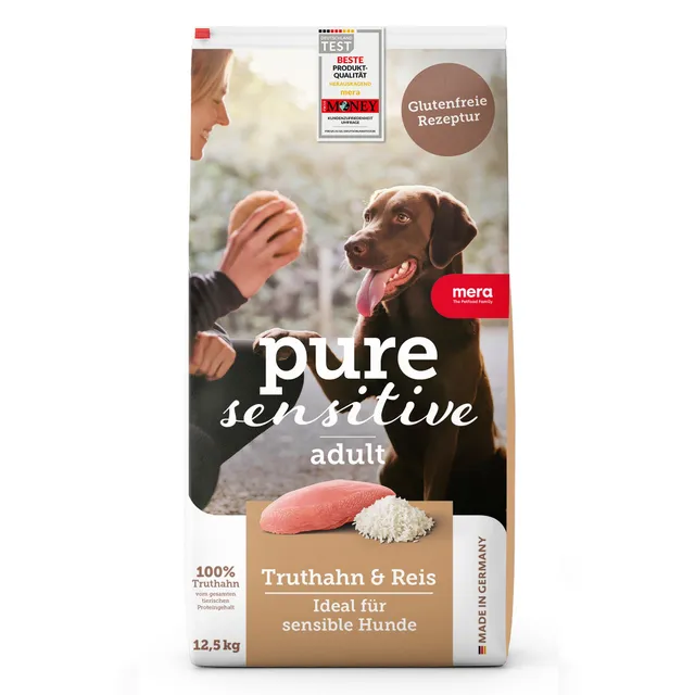 mera-pure-sensitive-trockenfutter-f-r-hunde-truthahn-reis-weizenfrei-12-5-kg image 1
