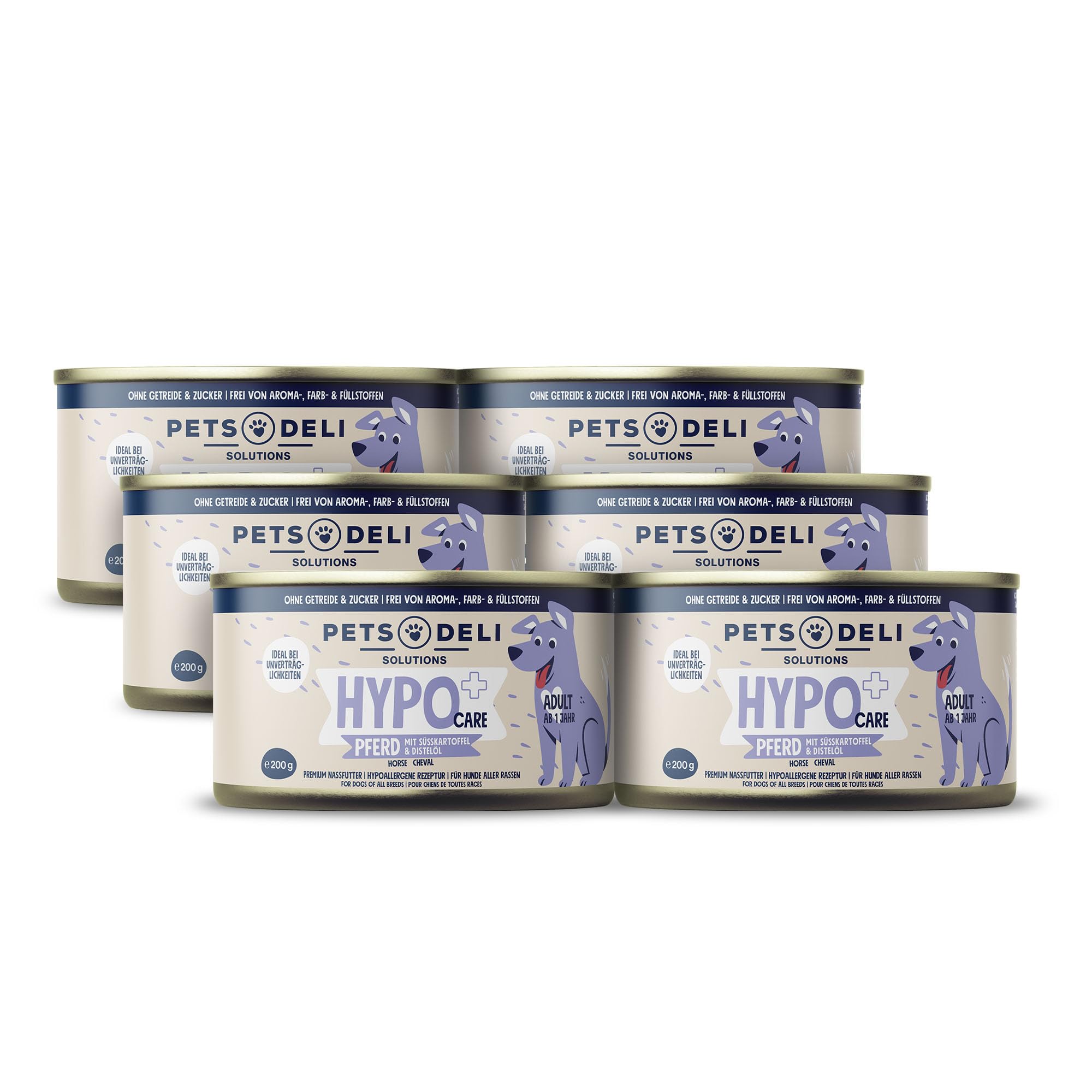 pets-deli-sensitiv-nassfutter-f-r-hunde-pferd-mono-protein-getreidefrei-6x200g image 1
