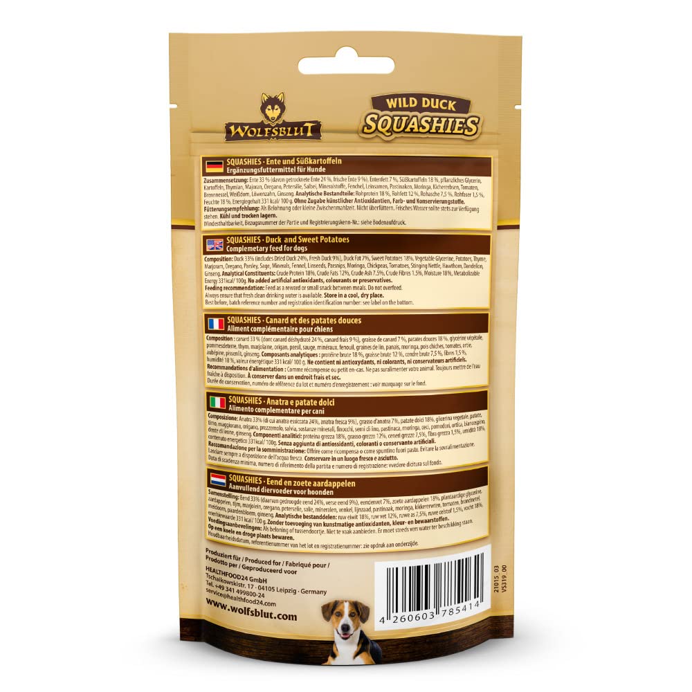 wolfsblut-wild-duck-squashies-getreidefreie-softte-hundesnacks-mit-ente-8x100g image 2