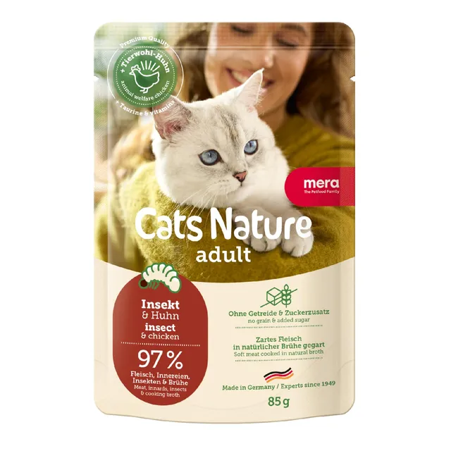 mera-cats-nature-insekt-nassfutter-f-r-katzen-12x85g-getreidefrei-ohne-zucker image 1