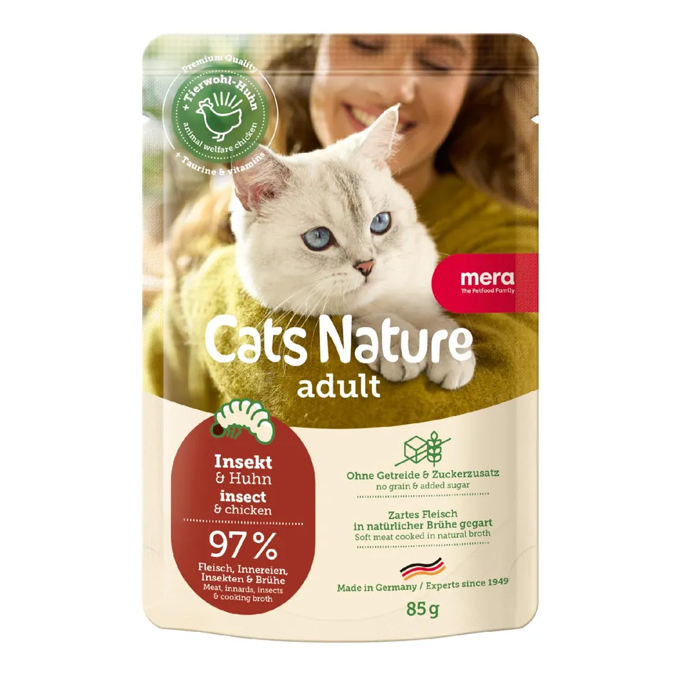 mera-cats-nature-insekt-nassfutter-f-r-katzen-12x85g-getreidefrei-ohne-zucker image 1