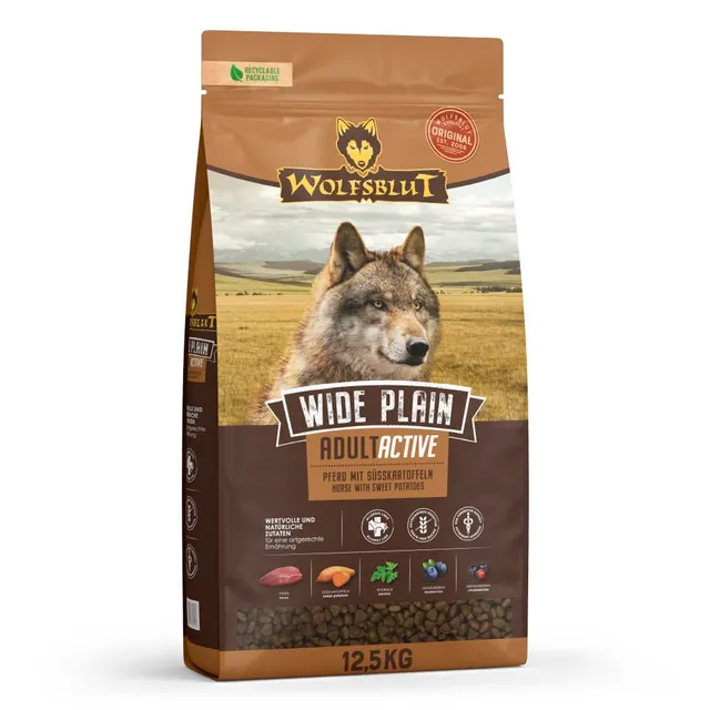 wolfsblut-wide-plain-adult-active-trockenfutter-mit-pferd-12-5-kg-getreidefrei image 1