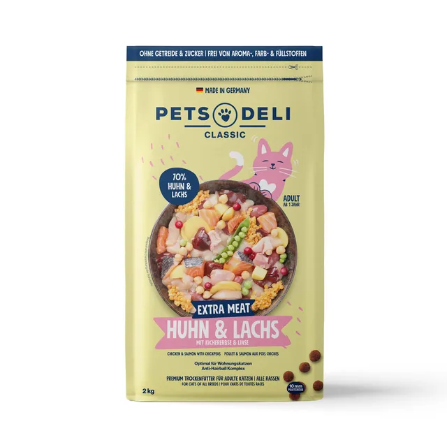 pets-deli-extra-meat-trockenfutter-f-r-katzen-mit-huhn-lachs-2kg image 1