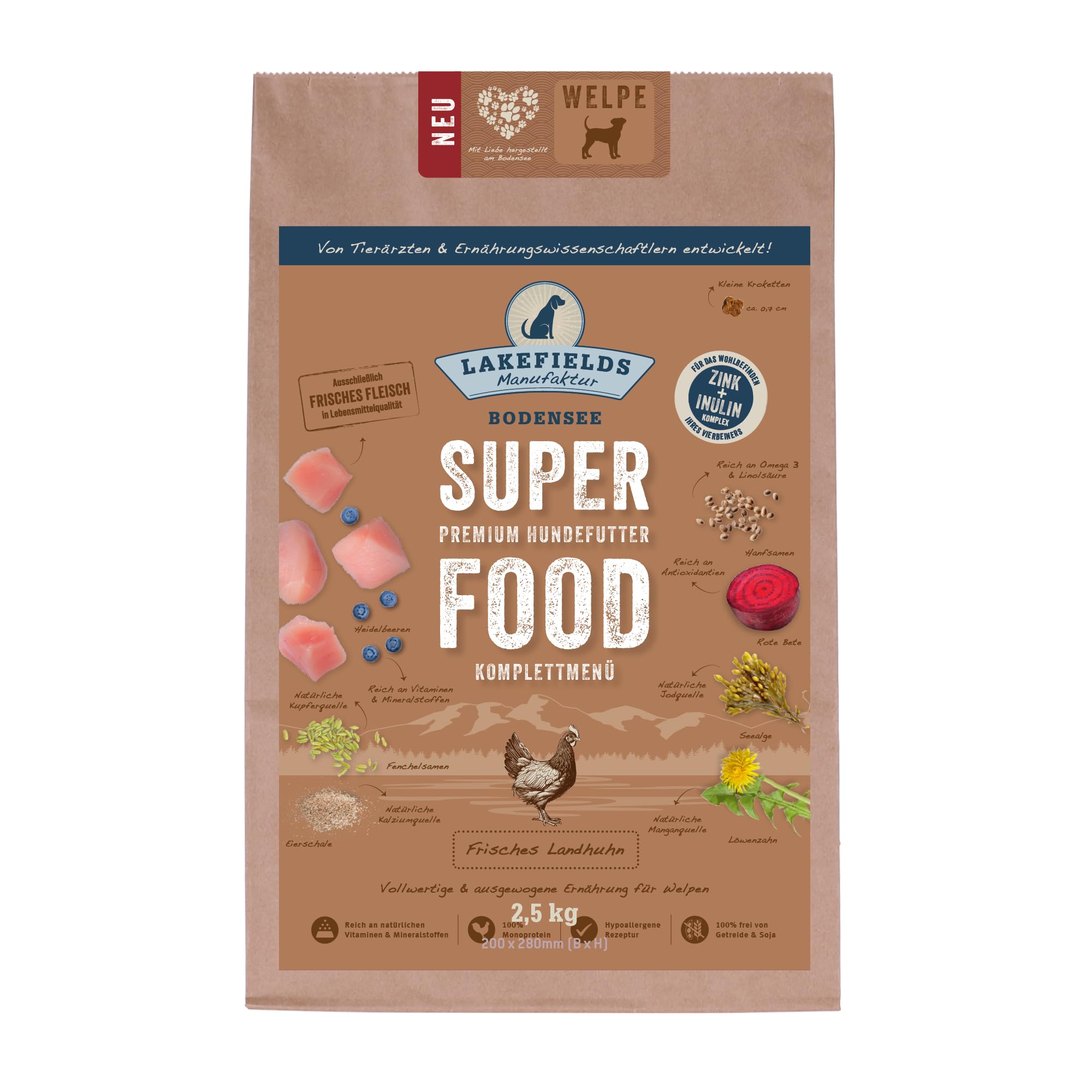 lakefields-premium-superfood-trockenfutter-hund-mit-huhn-3x1kg-getreidefrei image 2