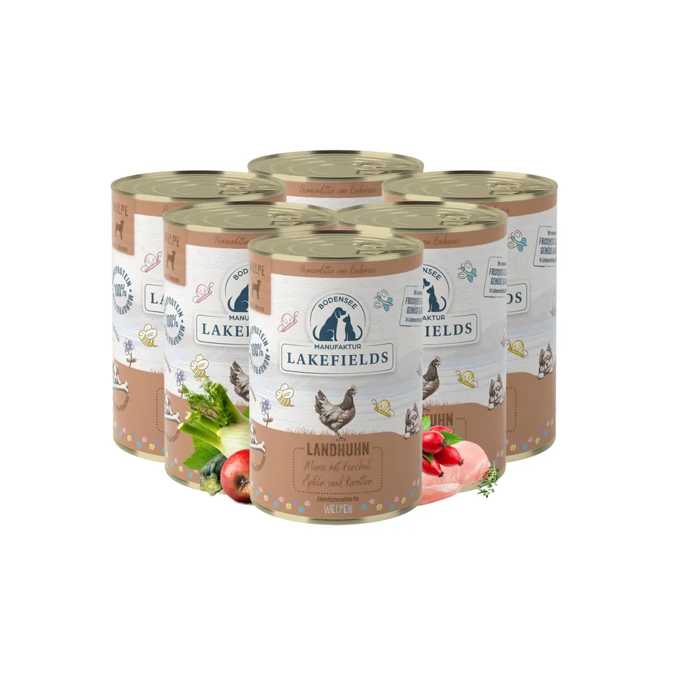 lakefields-premium-welpenfutter-nass-huhn-61-6-x-400g-getreidefrei image 1