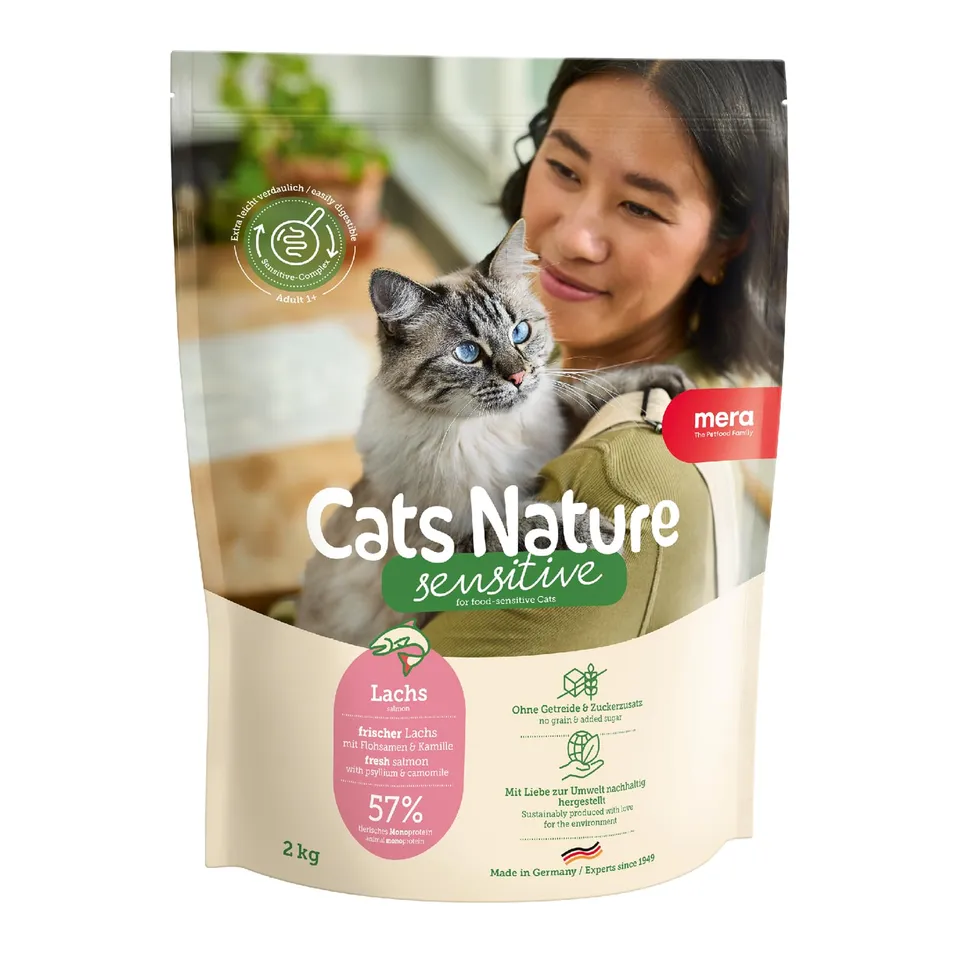 mera-cats-nature-sensitive-lachs-2kg-getreidefreies-trockenfutter-f-r-sensible-k image 1