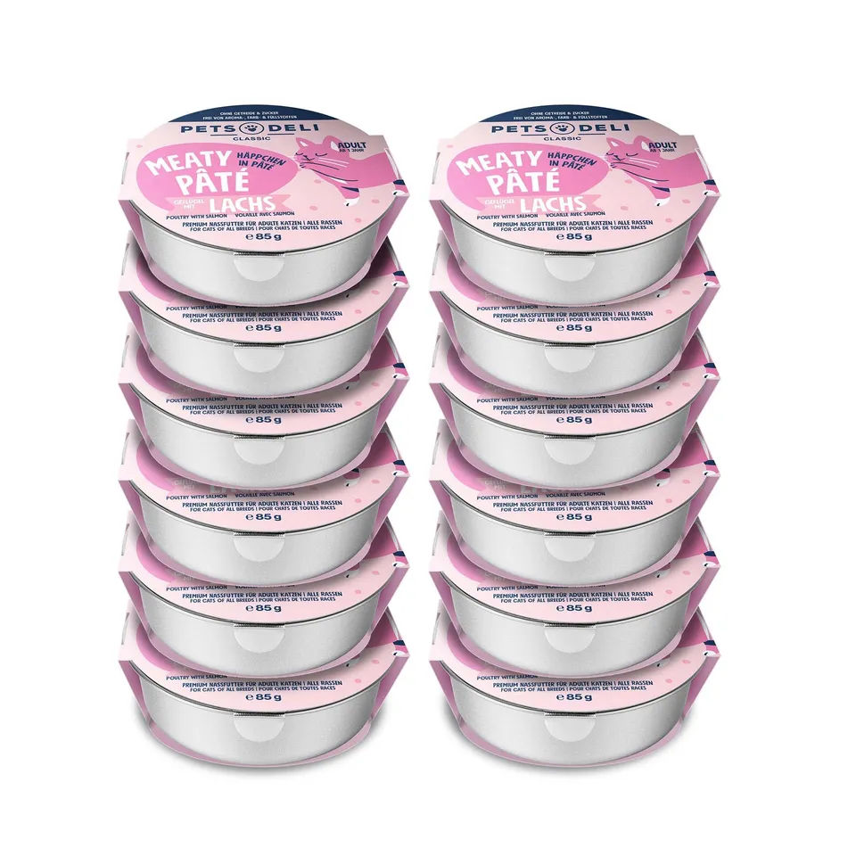 pets-deli-meaty-p-t-nassfutter-f-r-katzen-mit-gefl-gel-msc-lachs-12x85g image 1