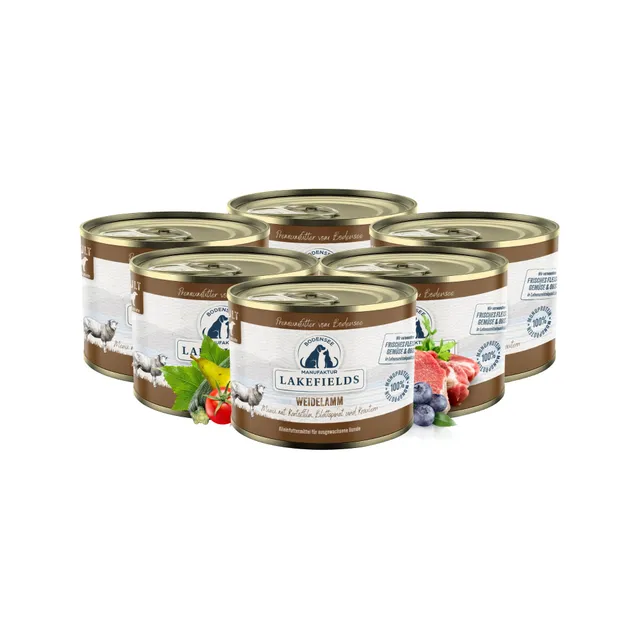 lakefields-premium-nassfutter-hund-lamm-60-getreidefrei-6-x-200g image 1
