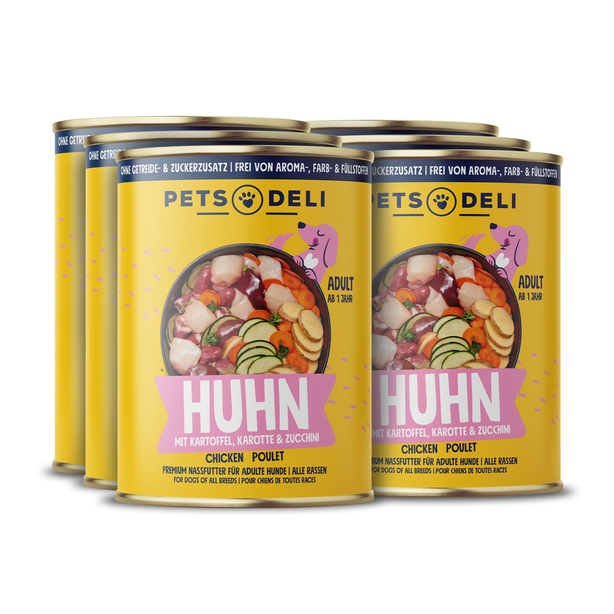 pets-deli-classic-nassfutter-f-r-hunde-mit-huhn-karotte-6x400g image 1