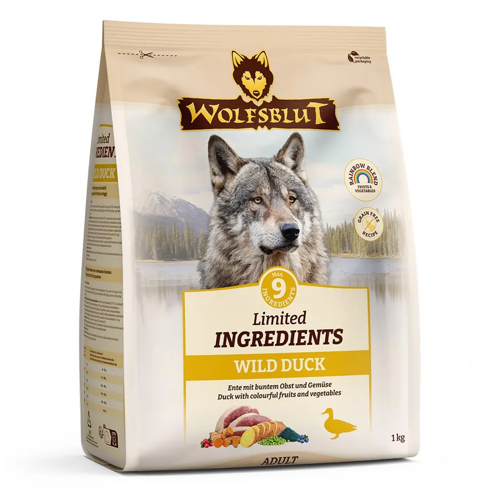 wolfsblut-wild-duck-adult-limited-ingredients-getreidefreies-trockenfutter-mit-e image 1