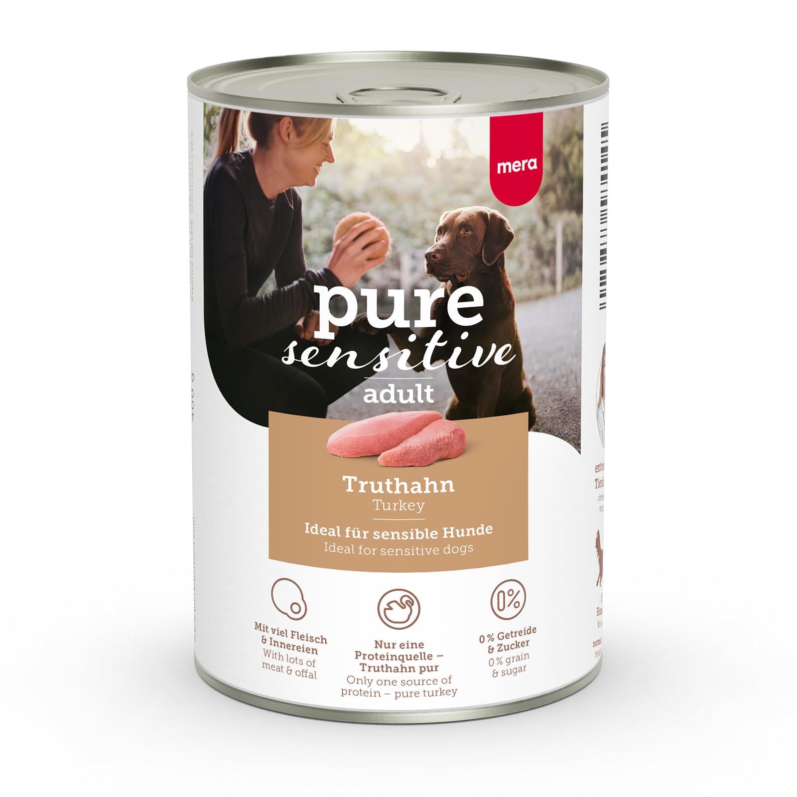 mera-pure-sensitive-truthahn-nassfutter-getreidefrei-monoprotein-6x400g image 1