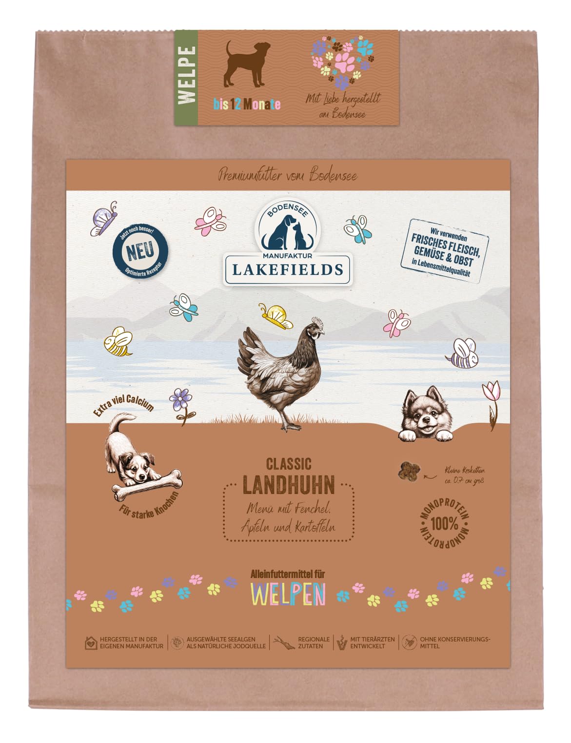 lakefields-classic-welpen-trockenfutter-huhn-60-getreidefrei-4-x-1-kg image 1
