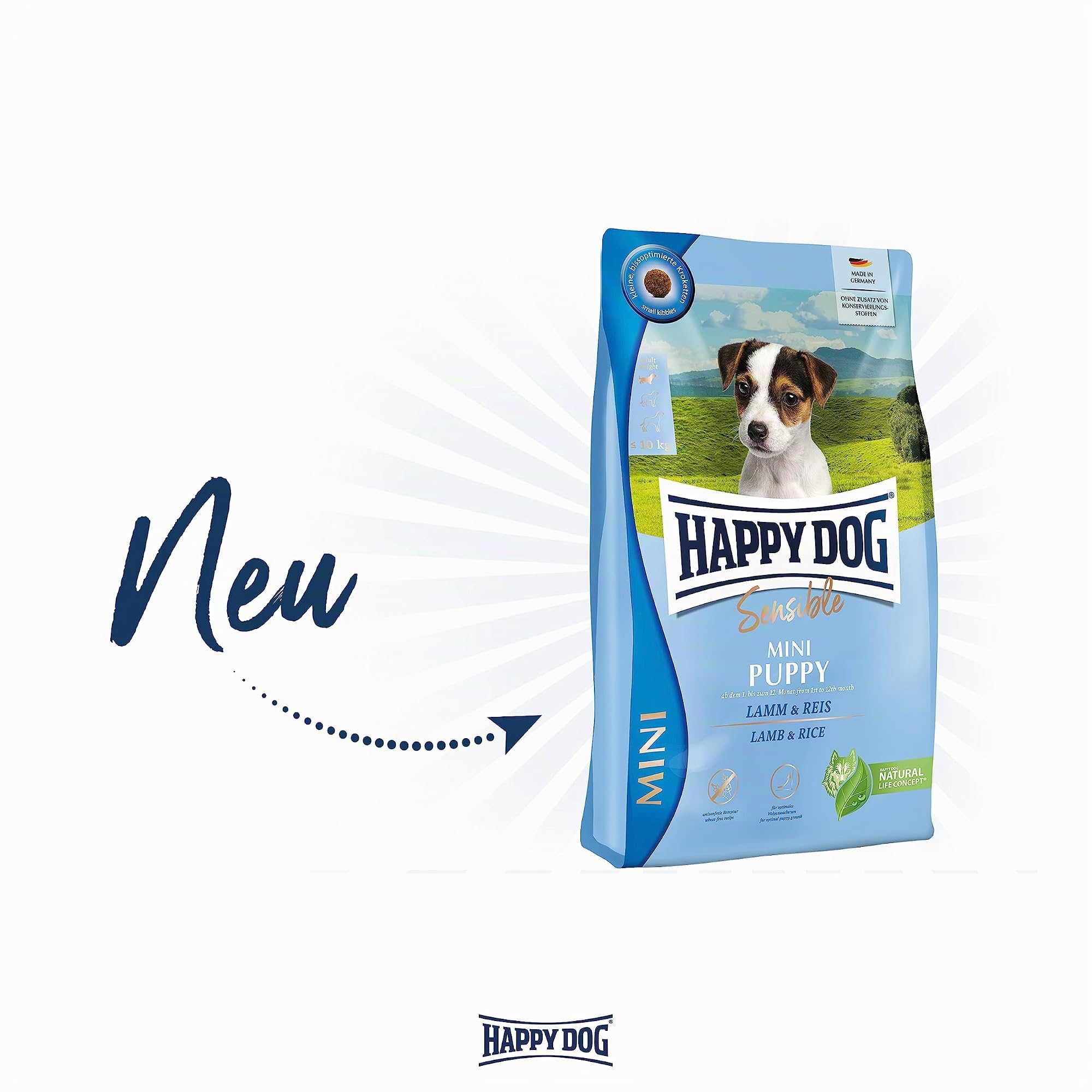 happy-dog-sensible-mini-puppy-lamm-welpen-trockenfutter-800-g image 2