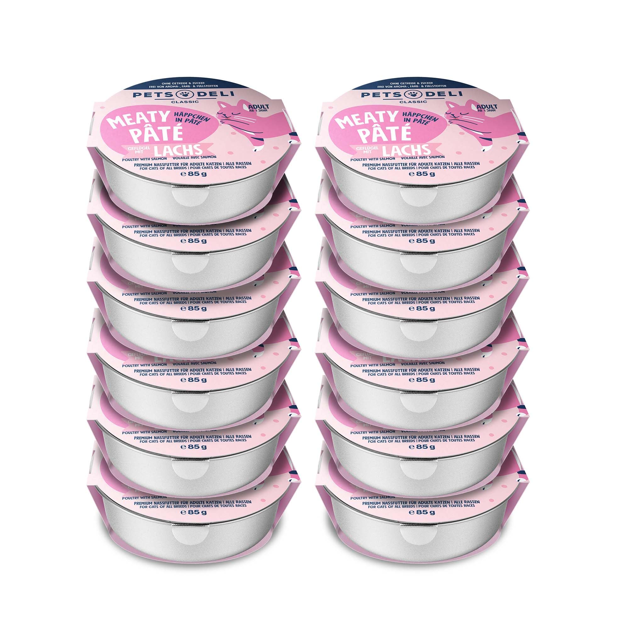 pets-deli-meaty-p-t-nassfutter-f-r-katzen-mit-gefl-gel-msc-lachs-12x85g image 1