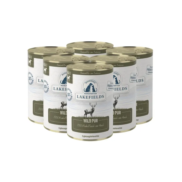 lakefields-wild-pur-100-nassfutter-f-r-hunde-6-x-400-g-dosen image 1