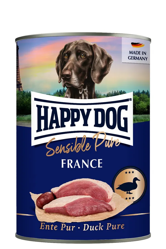 happy-dog-sensible-pure-france-ente-nassfutter-monoprotein-6x400g image 1