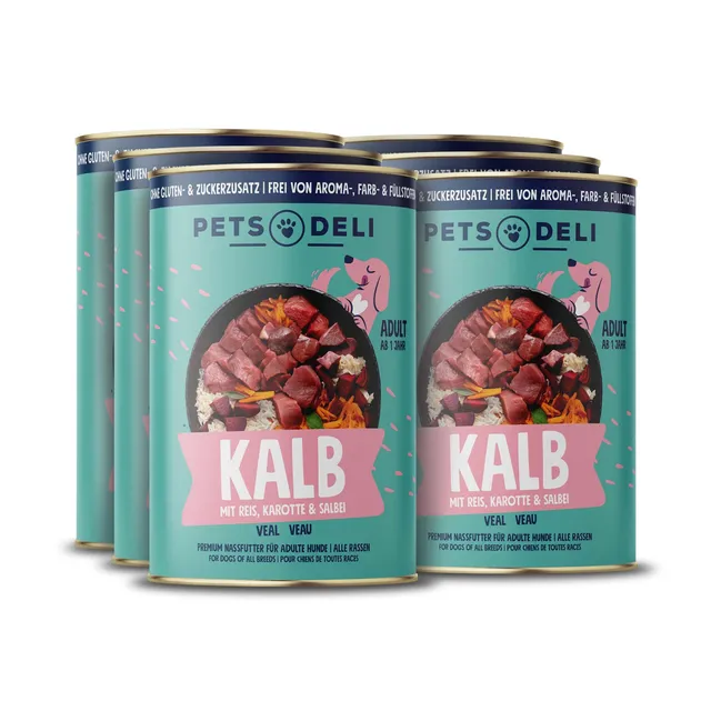 pets-deli-classic-nassfutter-f-r-hunde-mit-kalb-rind-karotte-6x800g image 1