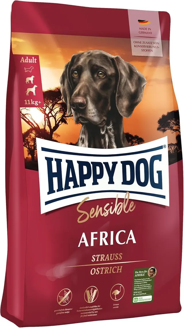 happy-dog-sensible-africa-strau-trockenfutter-getreidefrei-1-kg image 1