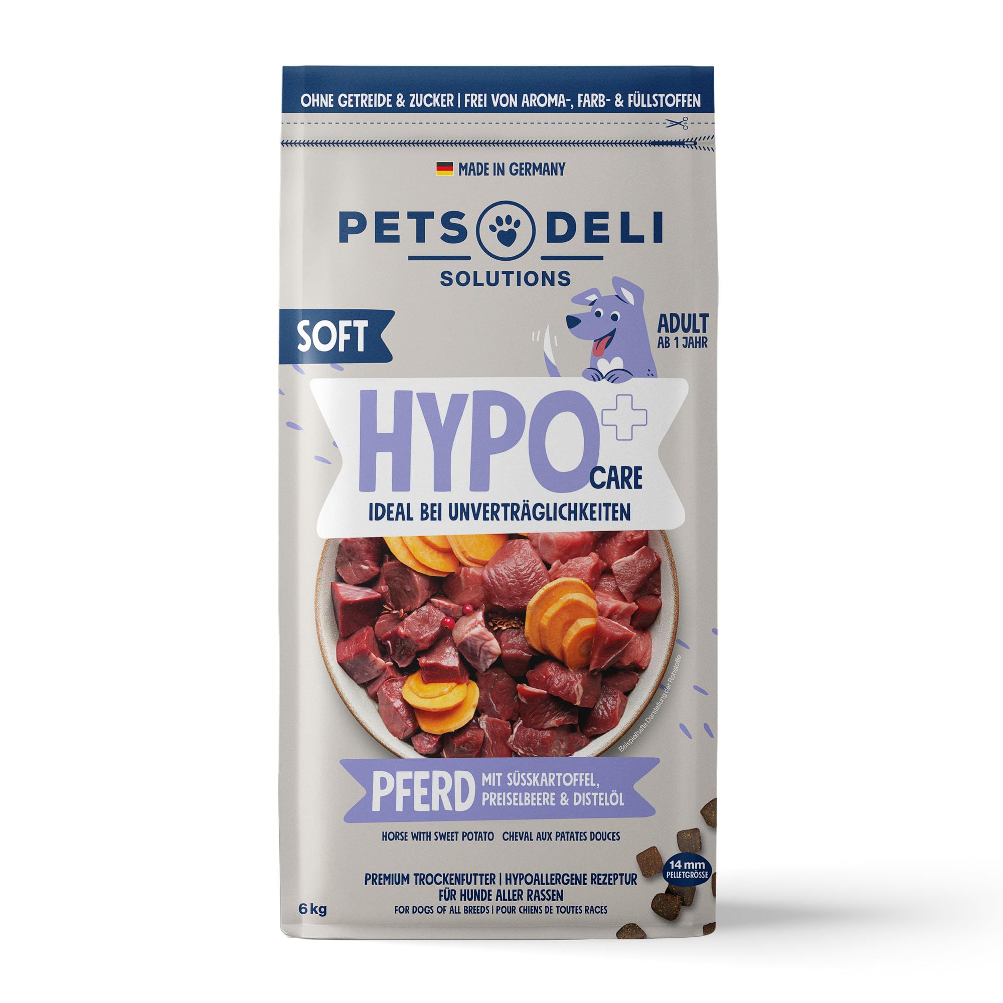 pets-deli-sensitiv-hypocare-soft-trockenfutter-pferd-s-kartoffel-6kg image 1