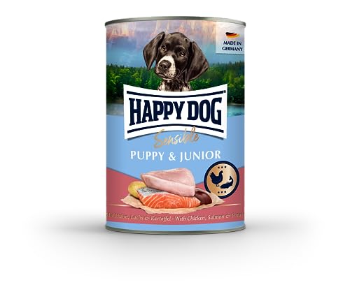 happy-dog-sensible-puppy-huhn-lachs-und-kartoffel-nassfutter-dose-400g image 2
