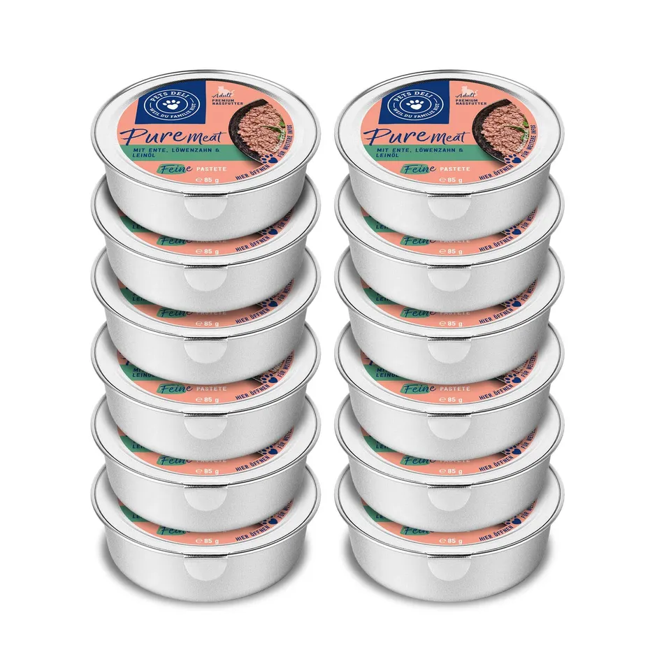 pets-deli-pure-meat-katzen-nassfutter-ente-l-wenzahn-12x85g image 1