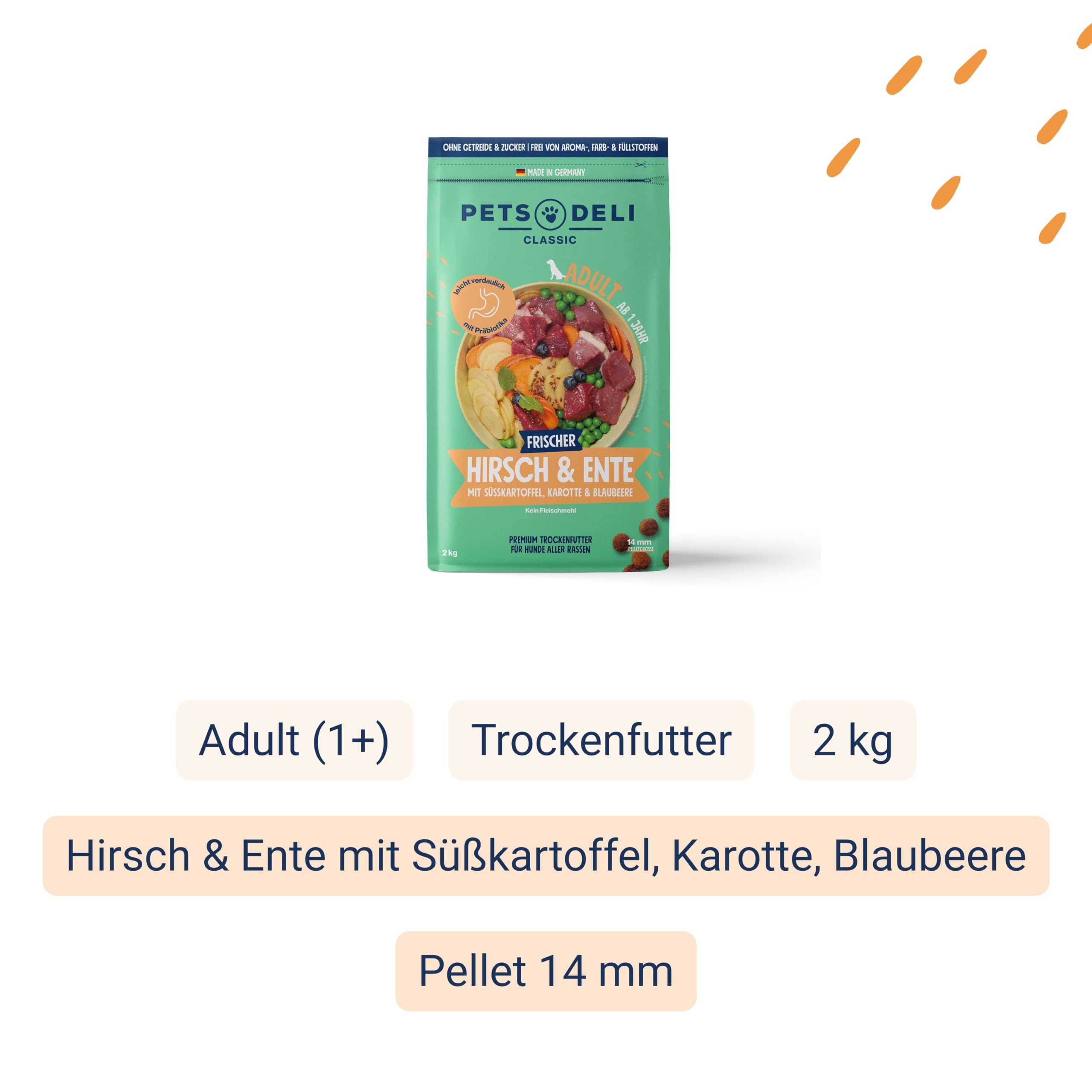 pets-deli-classic-trockenfutter-f-r-hunde-hirsch-und-ente-getreidefrei-2-kg image 2