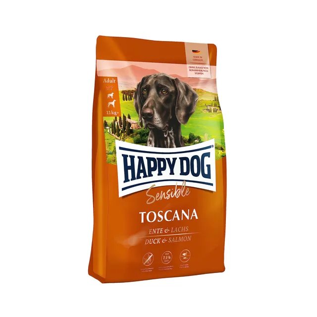 happy-dog-sensible-toscana-trockenfutter-hund-ente-und-lachs-weizenfrei-1-kg image 1