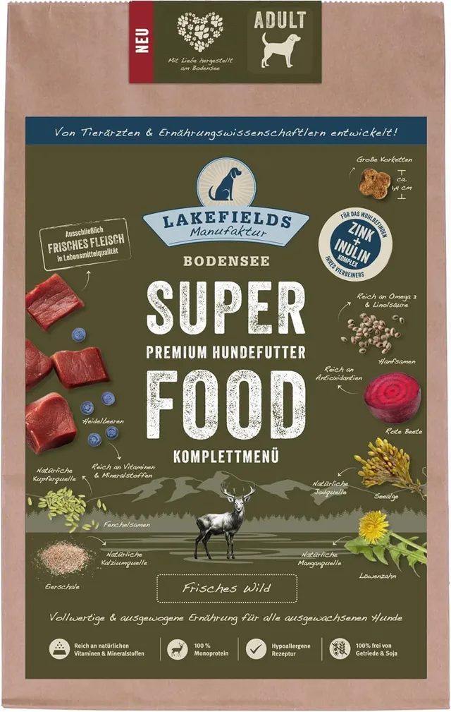 lakefields-manufaktur-superfood-wild-61-getreidefreies-trockenfutter-3-x-1-kg image 1