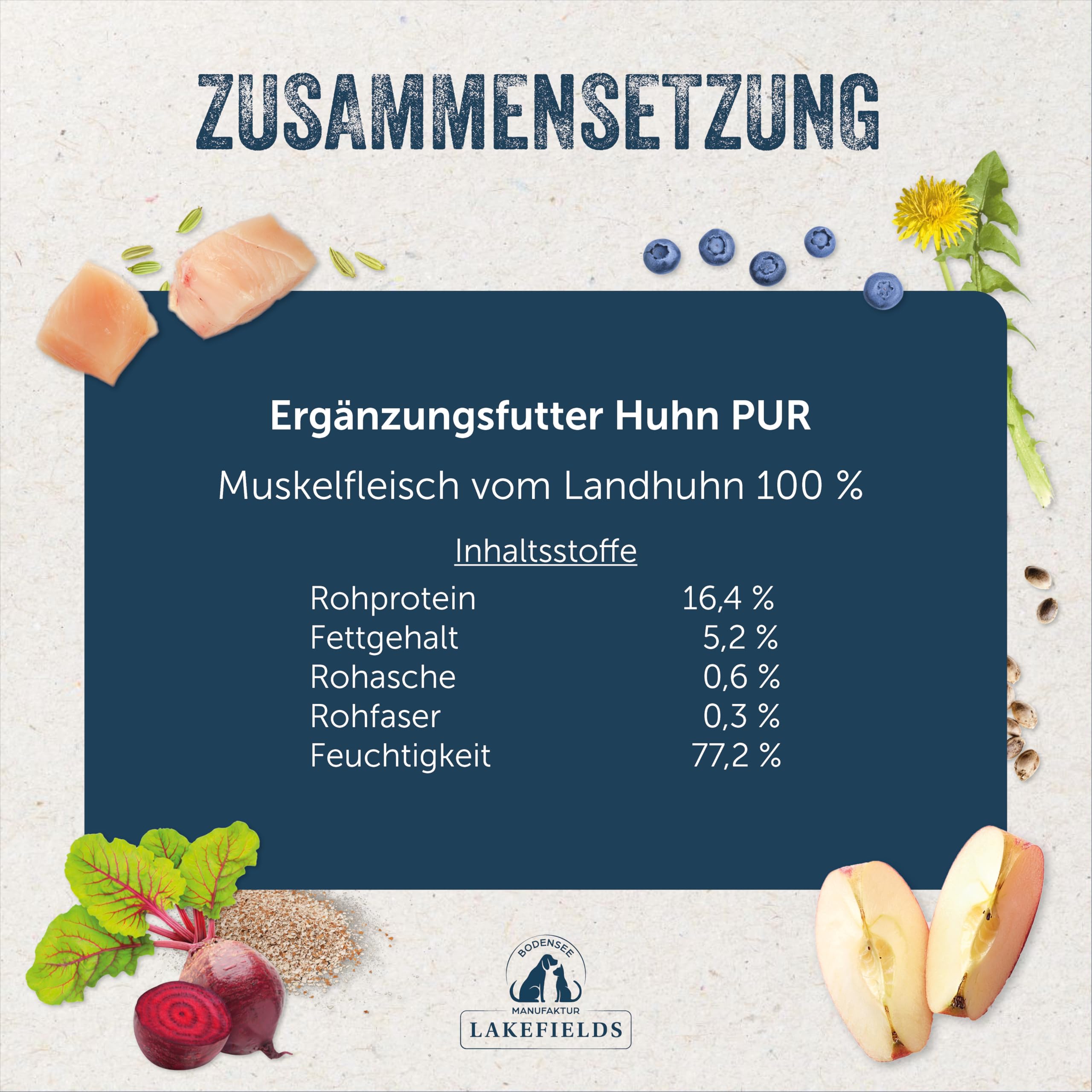 lakefields-pur-nassfutter-hund-huhn-pur-100-6x400g-getreidefrei image 5