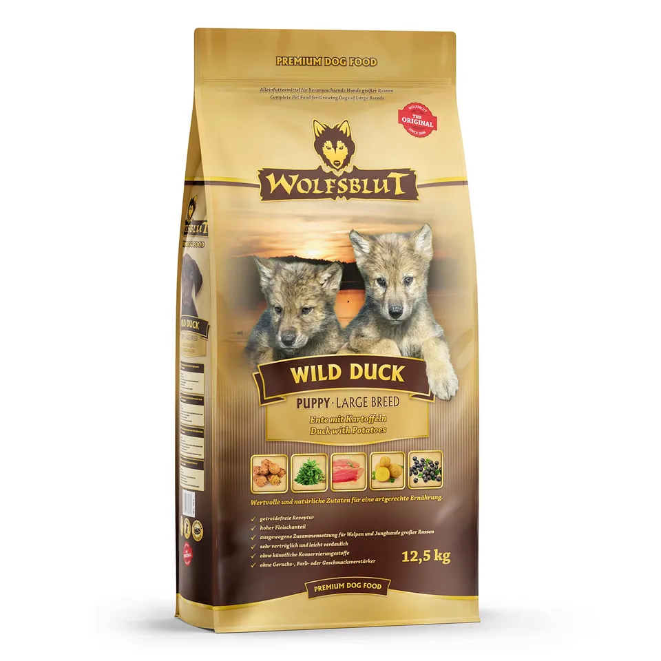 wolfsblut-wild-duck-large-breed-puppy-trockenfutter-getreidefrei-12-5-kg-ente image 1