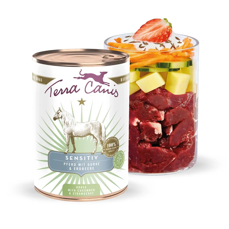 terra-canis-sensitiv-pferd-mit-gurke-erdbeere-nassfutter-400-g image 1