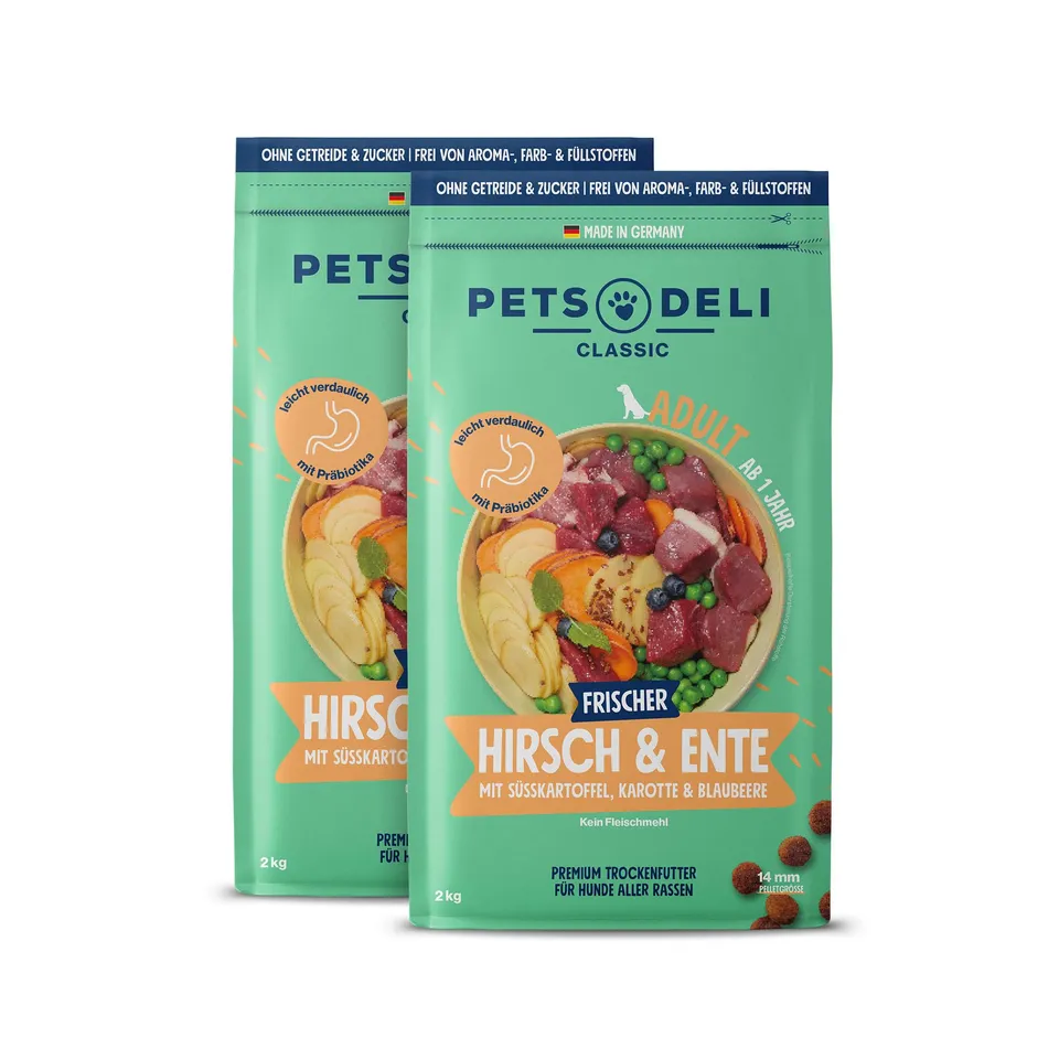 pets-deli-trockenfutter-ente-hirsch-mit-s-kartoffel-f-r-hunde-2x2kg image 1