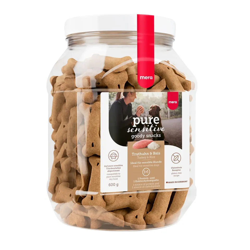 mera-pure-sensitive-goody-snack-truthahn-reis-hundeleckerli-600-g image 1