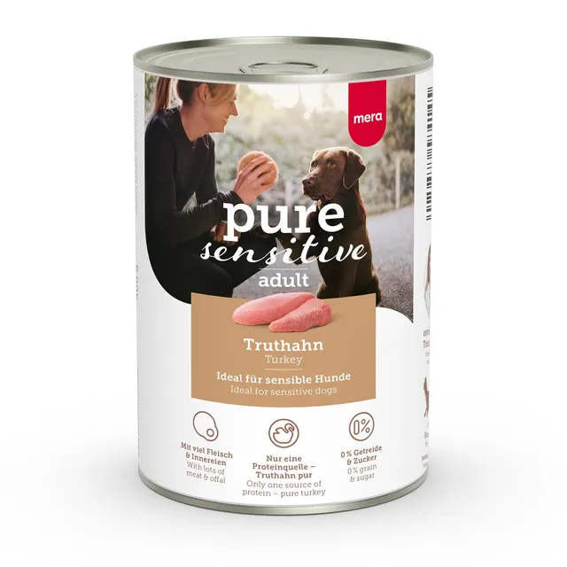 mera-pure-sensitive-truthahn-nassfutter-getreidefrei-monoprotein-6x400g image 1