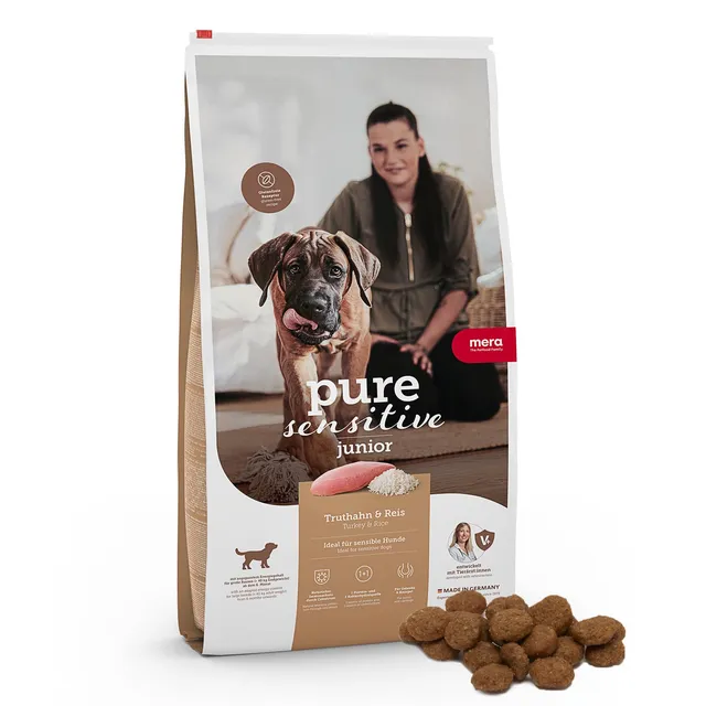 mera-pure-sensitive-junior-truthahn-reis-12-5-kg-welpen-und-junghundfutter-ohne- image 1