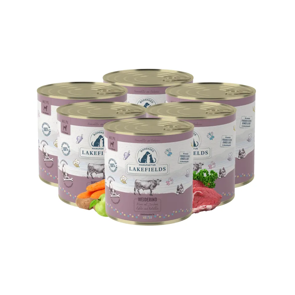 lakefields-premium-welpen-nassfutter-rind-61-6-x-800-g image 1