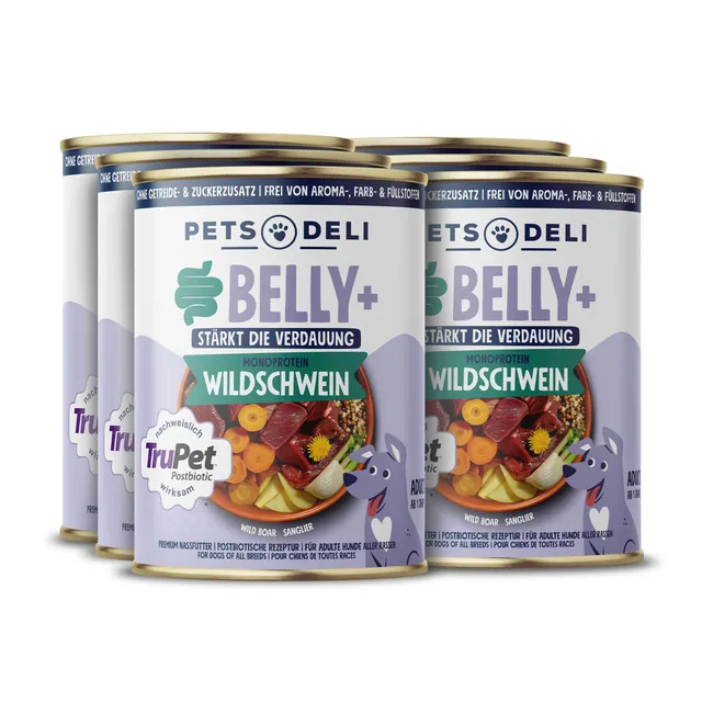 pets-deli-belly-nassfutter-hund-mit-wildschwein-6x400g-sensitiv image 1